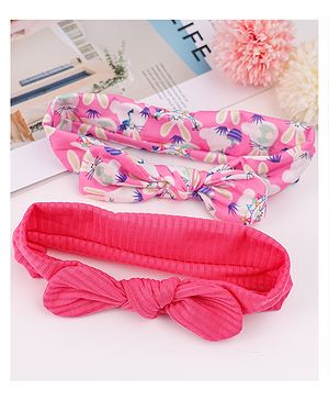 Babyhug Free Size Headbands with Bow Detailing and Rabbit Design Pack of 2 - Pink