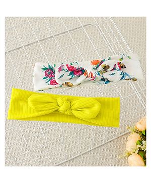 Babyhug Free Size Headbands with Bow Detailing & Floral Print Pack of 2 - Yellow