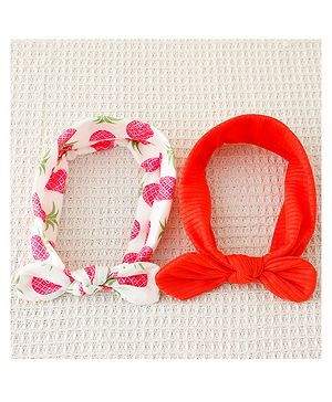 Babyhug Free Size  Headbands Bow Detailing & Pineapple Print Pack of 2  - Red