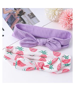 Babyhug Free Size Headbands with Bow Detailing & Pineapple Print Pack of 2 - Lilac