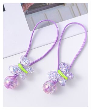 Pine Kids Free Size Rubber Bands with Butterfly Applique Set of 2 -  Purple