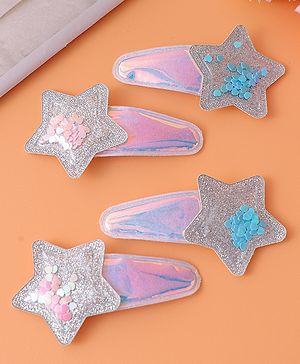 Babyhug Snap Clips with Star Applique Pack of 4 - Multicolor