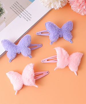 Babyhug Snap Clips with Butterfly Applique Pack of 4 - Multicolor