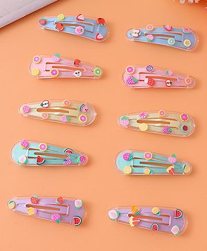 Babyhug Snap Clips with Fruits Applique Pack of 10 - Multicolor