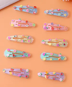 Babyhug Snap Clips with Fruits Applique Pack of 10 - Multicolor
