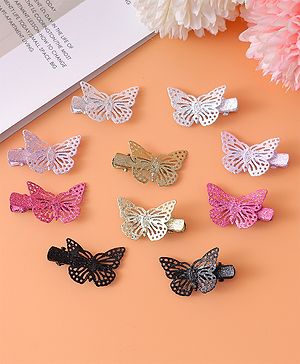 Babyhug Free Size Clips With Butterfly Applique Pack Of 10 - Multi Colour