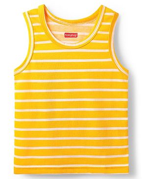 Babyhug 100% Cotton Single Jersey Knit Sleeveless Sando Vest with Stripe Design - Yellow