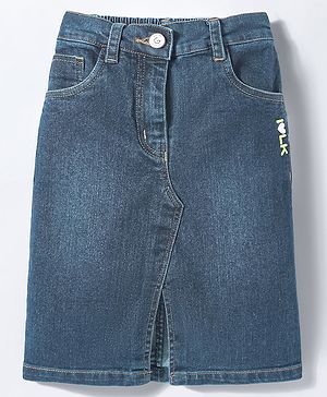 Little Kangaroos Denim Woven Knee Length Washed Skirt - Light Blue