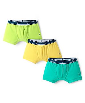 Pine Kids Cotton Elastane Knit Solid Colour Trunks Pack Of 3 (Colour May Vary)