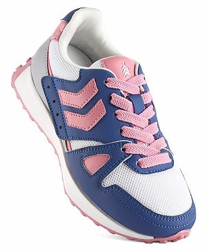 Pine Kids Lace Up Sneaker with Stripes - Pink & Blue