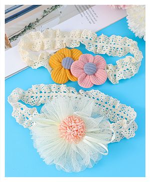 Babyhug Free Size Headbands with Floral Applique Pack of  2 - White