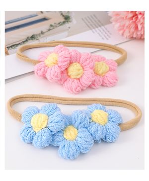 Babyhug Headbands with Floral Applique Pack of 2 - Blue and Pink
