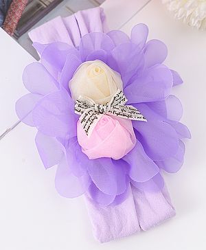 Babyhug Free Size Headband With Floral Applique- Purple