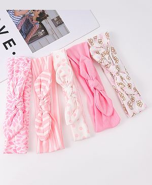 Babyhug Free Size Headbands with Stripes and Polka Dot Print  Pack of 5 - Multicolor