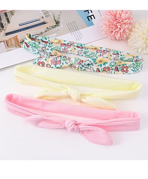 Babyhug Headbands with Bow Applique & Floral Print Pack of 3 Free Size - Multicolor