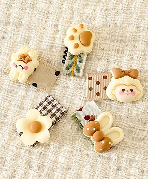 Babyhug Free Size Hair Clips Pack Of 5 - Multi Colour
