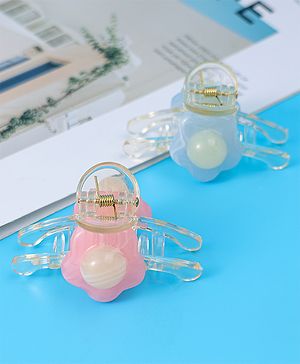 Babyhug Free Size Floral Hair Pins And Clips Pack of 2 - Blue & Pink