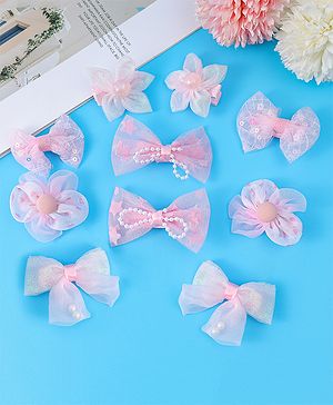 Babyhug Free Size Bow & Butterfly Clips Pack of 10 - Pink