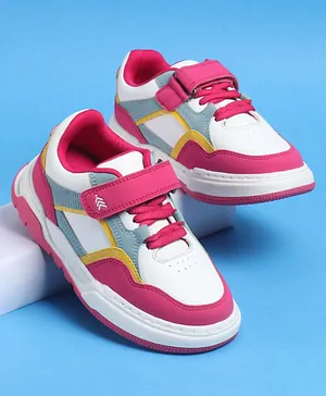 Pine Kids Velcro Closure Casual Shoes With
                      Lace Detailing - Pink & White