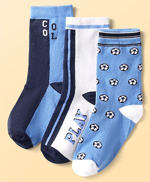 Pine Kids Knit Ankle Length Silvadur Antimicrobial Socks With Football Print(Colour May Vary)