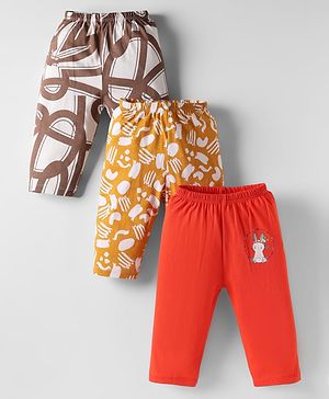 OHMS Single Jersey Knit Full Length Lounge Pants with Bunny Print Pack of 3 - Multicolor
