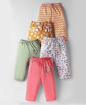 OHMS Single Jersey Knit Full Length Lounge Pants with Animal Print Pack of 5 - Multicolor