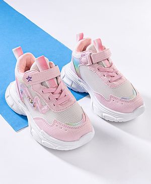 Cute Walk by Babyhug Velcro Closure Sneaker Shoes With Lace Detailing - Pink