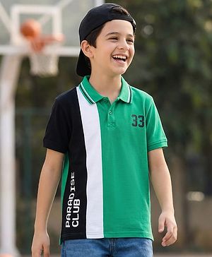Pine Kids Cotton Knit Half Sleeves T-Shirt with Stripes - White