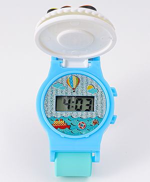 Babyhug Free Size Digital Watch With Dino Applique - Light Blue