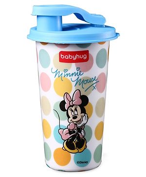 Babyhug Disney Minnie Mouse Stainless Steel Flip Flop Sipper 300 ml - Blue & White| Spill Proof| Indoor & Outdoor| School Sipper| Hot & Cold Beverages