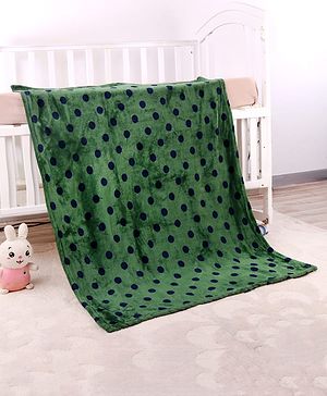 Babyhug Single Ply Mink Blanket Polka Dots Print - Teal Green| New Born & Toddler Blanket| Baby Skin Friendly| Super Soft Material| Machine Washable| Breathable Fabric| Warm and Cozy| Boys and Girls - L 100 x B 80 cm Teal Blue