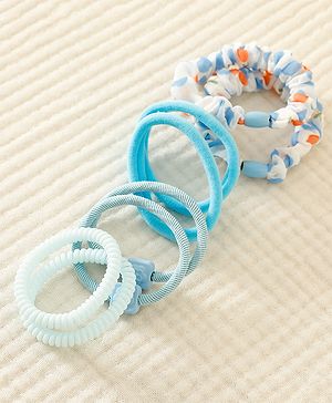 Babyhug Rubber Bands & Scrunchies Sets with Floral Applique - Light Blue