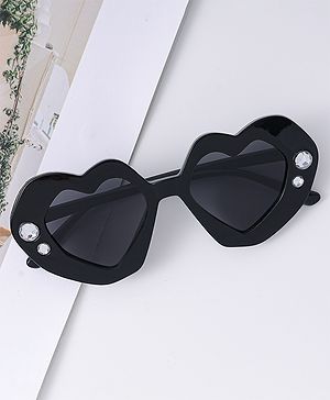 Babyhug Heart Shaped Sunglasses with Diamond Embellishment - Black