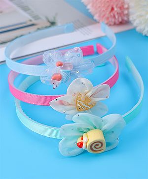 Babyhug Hairbands with Floral & Sea Life Applique Pack of 3 Free Size - Multicolor