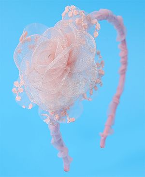 Babyhug Hairband with Floral Applique & Mesh Detailing Free Size - Pink