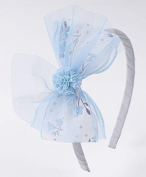 Babyhug Hairband With Bow Applique Free Size - Blue
