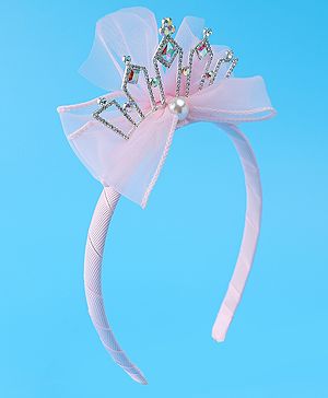 Babyhug Free Size Hair Band Tiara & Bow Applique - Pink