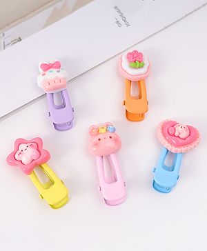 Babyhug Hair Pins And Clips With Animal Applique Pack of 5 - Multicolor