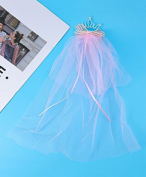 Babyhug Free Size Hair Clip With Bow & Crown Applique - Pink