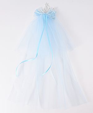 Babyhug Free Size Hair Clip With Bow & Crown Applique - Light Blue