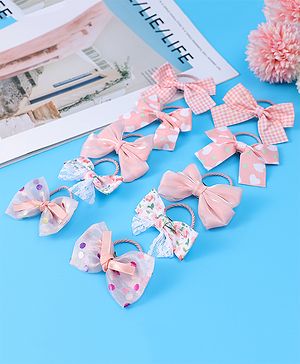 Babyhug Rubber Bands with Bow Applique Pack of 10 - Pink & White