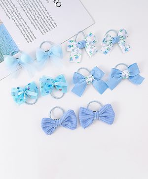 Babyhug Rubber Bands with Bow Applique Pack of 10 - Blue & White