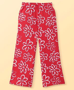 Pine Kids Knit Full Length Lounge Pant With Floral Print - Red