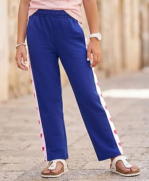Pine Kids Knit Full Length Lounge Pant With Heart Print - Navy Blue
