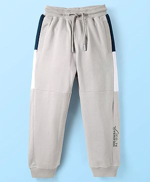 Pine Kids Knit Full Length Solid Lounge Pant with Tape Detailing - Grey