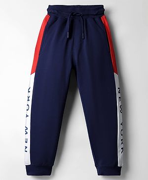 Pine Kids Knit Full Length Lounge Pant With New York Print - Navy Blue