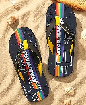 Pine Kids Lucas Slip On Flip Flops with Star War Print - Black