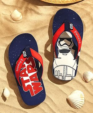 Pine Kids Lucas Slip On Flip Flops with Star Wars Print - Navy Blue