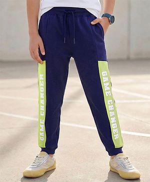 Pine Kids Knit Full Length Lounge Pant With Game Changer Print - Navy Blue