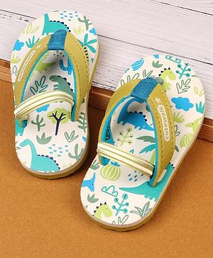 Cute Walk by Babyhug Flip Flop With Tropical Theme Print - White & Green